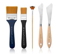 Lot de 5 Couteaux à Peindre pinceaux pour Peinture spatules Artiste Spatule Pinceau Plat et Pinceau éventail