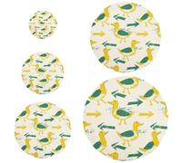 Lot de 5 couvercles de bol élastiques en 5 tailles pour fruits, restes, pâte, pain, style Oliver Jeffers, canard, flèche, beurre, jaune, émeraude