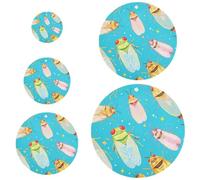 Lot de 5 couvercles de bol élastiques réutilisables en 5 tailles - Couvercles de bol à pain et levain pour une fraîcheur durable - Bleu cigale d'été