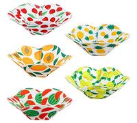 Lot de 5 couvercles de bol pour micro-ondes - Passe au micro-ondes - Multifonctions - Résistant à la chaleur - Motif fruits - En polyester - Pour bol à soupe