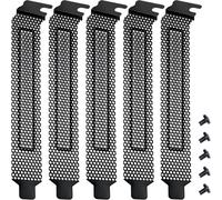 Lot de 5 couvercles de fente PCI-En acier à haute teneur en carbone-Filtre à poussière-Plaque aveugle-Avec vis pour boîtier d'ordinateur (120 x 20 mm,noir)