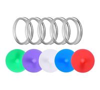 Lot de 5 couvercles de fermentation en silicone pour bocaux Mason avec anneaux en métal de 8,6 cm de diamètre, sans BPA, passent au lave-vaisselle, pour faire des cornichons à la choucroute, du kimchi