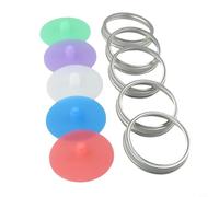 Lot de 5 couvercles en silicone pour bocaux de fermentation avec sas d'air, matériau BPA non toxique, avec option d'anneaux métalliques, conçus pour mariner divers légumes et kimchi (B)