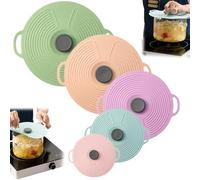 Lot de 5 couvercles en silicone pour casseroles et poêles de 32,4/28/23,9/20,9/15,2 cm, couvercles de bol de qualité alimentaire avec poignée, couvercles réutilisables à ventouse