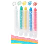 Lot de 5 Crayons Craie de Couleur Sans Poussière avec Porte-Craie Rétractile, Lavables Non Toxiques Craies de Coloriage Craies Colorée pour Tableau blanc/noir, outils d'écriture pour l'école