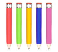 Lot de 5 crayons de couleur géants en bois - Avec capuchon et gomme - Jumbo Grip - Pour l'école, la maison, les cadeaux pour enfants