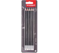 BRUYNZEEL College - 5 crayons graphites HB avec conseils de gomme - mine extra-forte - idéal pour l'école