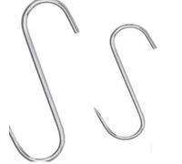 Lot de 5 crochets à viande en acier inoxydable 160 mm x 6 mm - Crochets en S pour boucher ou fumer