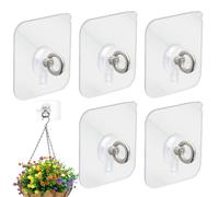 Lot de 5 crochets muraux adhésifs pour plafond, mur, porte, utilisation intérieure et extérieure