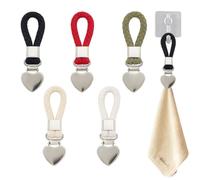 Lot de 5 crochets pour serviettes de cuisine crochets pour serviettes en acier inoxydable (avec corde) pinces à serviettes de salle de bain solides avec porte-serviettes en coton tissé