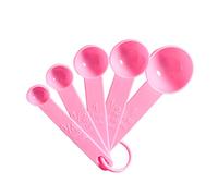 Lot de 5 cuillères à mesurer en plastique pour hôtel, cuisine, sucre, farine, épices, avec échelle, accessoires de cuisine, rose