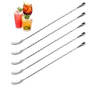 Lot De 5 Cuillères à Paille et Cocktail - Longue En Acier Inoxydable à Mélanger, à Long Manche, à Café et à Beurre
