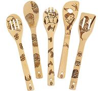 Lot de 5 cuillères en bois brûlé Star Wars pour homme, cadeaux de cuisine amusants pour homme, cadeaux de bébé Yoda pour femme, spatules en bois fendues pour décoration de cuisine Starwars