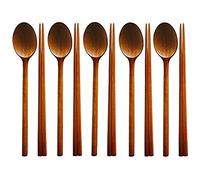 Lot de 5 cuillères et baguettes faites à la main en bois
