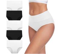 Lot de 5 Culotte Femme Coton Taille Haute Confortable Slips Grande Taille Respirant Doux Élastique Invisible Ventre Plat Culottes Shorty FemmeUnie Sport Absorbant sans Marque Léger Quotidien