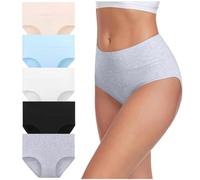 Lot de 5 Culotte Femme Coton Taille Haute Confortable Slips Grande Taille Respirant Doux Élastique Invisible Ventre Plat Culottes Shorty FemmeUnie Sport Absorbant sans Marque Léger Quotidien
