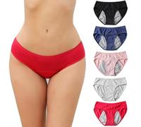 Lot de 5 Culotte Menstruelle Taille Basse, Culotte Femme Coton Grande Taille, Fuite Lavable Culottes Post Accouchement (FR/ES, Alpha/Lettres, M, Taille Normale, Taille Normale, Couleur)