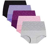 Lot de 5 Culottes et Slips Femme Grande Taille- Culotte Coton-Culotte Ventre Plat à Blocs de Couleurs Élasticité Doux et Confortable Lingerie de Base Classique Mode Décontractée Culottes