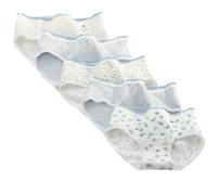 Lot de 5 culottes mignonnes en coton pour femme - Style japonais kawaii - Taille mi-haute - Couverture complète - Doux - Imprimé floral - Bordure à volants - Confortable - Pour le quotidien, #1, L