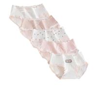 Lot de 5 culottes mignonnes en coton pour femme - Style japonais kawaii - Taille moyenne - Triangle rose - Couverture complète - Doux - Nœud à volants - Confortable - Pour le quotidien, N°2, M