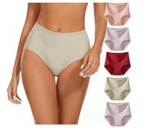 Lot de 5 Culottes Taille Haute en Coton pour Femme Gainantes Elastiques Culottes Courtes Confortables Slip Le Sport ou au Quotidien sous-vêtements Doux et Extensibles Culotte Microfibre Femme