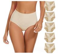 Lot de 5 Culottes Taille Haute en Coton pour Femme Gainantes Elastiques Culottes Courtes Confortables Slip Le Sport ou au Quotidien sous-vêtements Doux et Extensibles Culotte Microfibre Femme