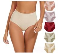 Lot de 5 Culottes Taille Haute en Coton pour Femme Gainantes Elastiques Culottes Courtes Confortables Slip Le Sport ou au Quotidien sous-vêtements Doux et Extensibles Culotte Microfibre Femme