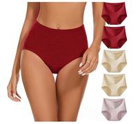 Lot de 5 Culottes Taille Haute en Coton pour Femme Gainantes Elastiques Culottes Courtes Confortables Slip Le Sport ou au Quotidien sous-vêtements Doux et Extensibles Culotte Microfibre Femme