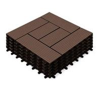 IDMarket - Lot de 5 Dalles de terrasse mosaïque WODHY clipsables Bois Composite Taupe 30 x 30 cm