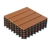 IDMarket - Lot de 5 Dalles de terrasse WODHY clipsables Bois Composite Effet Teck 30 x 30 cm