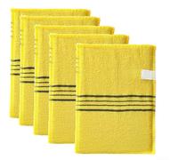 Lot de 5 débarbouillettes exfoliantes en fibre de polyester et coton givré pour une desilation efficace et un rafraîchissement de la peau (jaune)