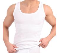 Lot de 5 débardeurs blanc - maillot de corps double côtelé (côtelé) - 100% coton peigné - Standard de qualité supérieure - prétraité contre la diminution CELODORO original exclusif - Blanc - X-Large