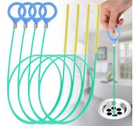 Lot de 5 déboucheurs de canalisation, 90 cm, spirale de nettoyage de canalisations, réutilisables, ventouse pour canalisation, déboucheur de drain Snake - Outil de débouchage pour la cuisine et la