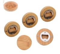 Lot de 5 décapsuleurs magnétiques en bois - Rond - En bambou - Avec affaiblissement du champ - Adsorbables pour personnaliser les aimants de réfrigérateur - 6 cm de diamètre