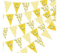 Lot de 5 décorations de fête au citron - Guirlande triangulaire florale de citron - Guirlande de limonade pour fête à thème limonade, mariage, fête nuptiale, fiançailles, enterrement de vie de jeune