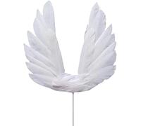 Lot de 5 décorations de gâteau blanches en forme d'aile d'ange avec plumes - Décoration de gâteau d'anniversaire - Décoration de gâteau de fête prénatale, d'anniversaire de mariage