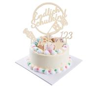 Lot de 5 décorations de gâteau de rentrée des classes - En bois - ABC 123 - Décoration de gâteau de rentrée scolaire pour garçons et filles