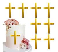 Lot de 5 décorations de gâteau en acrylique - Croix chrétienne - Décoration de gâteau pour baptême chrétien - Dieu bénédiction - Croix religieuse - Première communion - Thème de bébé - Fête
