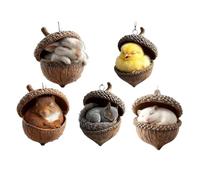 Lot de 5 décorations de Noël en acrylique à suspendre à plat | Décoration de Noël en forme d'animal pour l'intérieur et l'extérieur, étagère de fenêtre, table, salon, maison de vacances