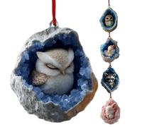 Lot de 5 décorations de Noël en forme d'animaux dans un trou d'arbre, pendentifs plats en acrylique 2D, décorations d'arbre de Noël, décorations amusantes pour arbres, pendentifs animaux à suspendre