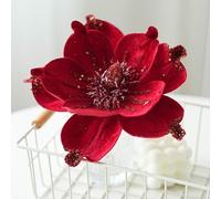 Lot de 5 décorations de Noël en tissu et plastique en forme d'étoile - Design étincelant - Pour décorer les arbres, les jardins, les fêtes et les lieux de mariage pendant les vacances (rouge)