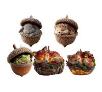 Lot de 5 décorations de Noël plates en acrylique 2D pour sapin de Noël | Décorations de Noël en forme d'animal pour intérieur ou extérieur, fenêtre, étagère, table, salon, maison de vacances, mur