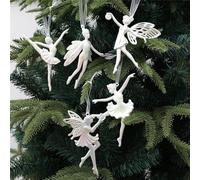 Lot de 5 décorations de sapin de Noël élégantes avec danseuse de ballet, belles décorations de Noël à suspendre à paillettes pour sapin