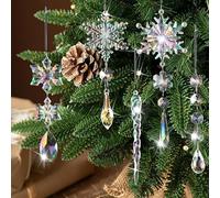 Lot de 5 décorations de sapin de Noël en acrylique pour décoration de fête de festival, décorations en cristal stalactites flocon de neige pour pays des merveilles d'hiver, nouvel an, accessoires de