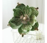 Lot de 5 décorations de sapin de Noël étincelantes en tissu et en plastique, adaptées pour ajouter de la joie aux arbres, événements et décoration d'intérieur (bleu-vert)