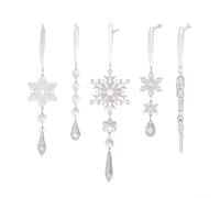 Lot de 5 décorations en acrylique transparent en forme de flocon de neige pour sapin de Noël, rideau de fenêtre, fête, mariage, festival Royaume-Uni (transparent)