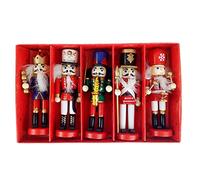 Lot de 5 décorations en bois de 12 cm pour sapin de Noël, motif marionnette, soldat