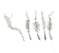 Lot de 5 décorations en forme de stalactites en acrylique transparent pour sapin de Noël et fêtes de fin d'année, y compris perles et cordes de pilier de glace avec boucles de suspension