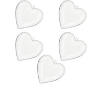Lot de 5 décorations incassables en forme de cœur transparentes pour décorer des arbres ou fabriquer des souvenirs de vacances personnalisés (8 cm)