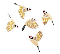 Lot de 5 décorations murales scandinaves en bois à suspendre pour chambre à coucher, salon, bibliothèque, décoration d'intérieur sur le thème des oiseaux